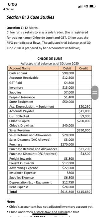  6:06 Safari il 4G Section B: 3 Case Studies Question 1)