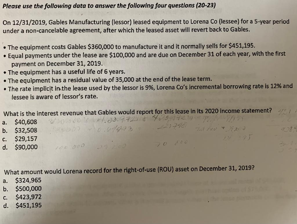  Please use the following data to answer the following four questions