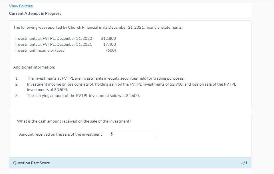  View Policies Current Attempt in Progress The following was reported by