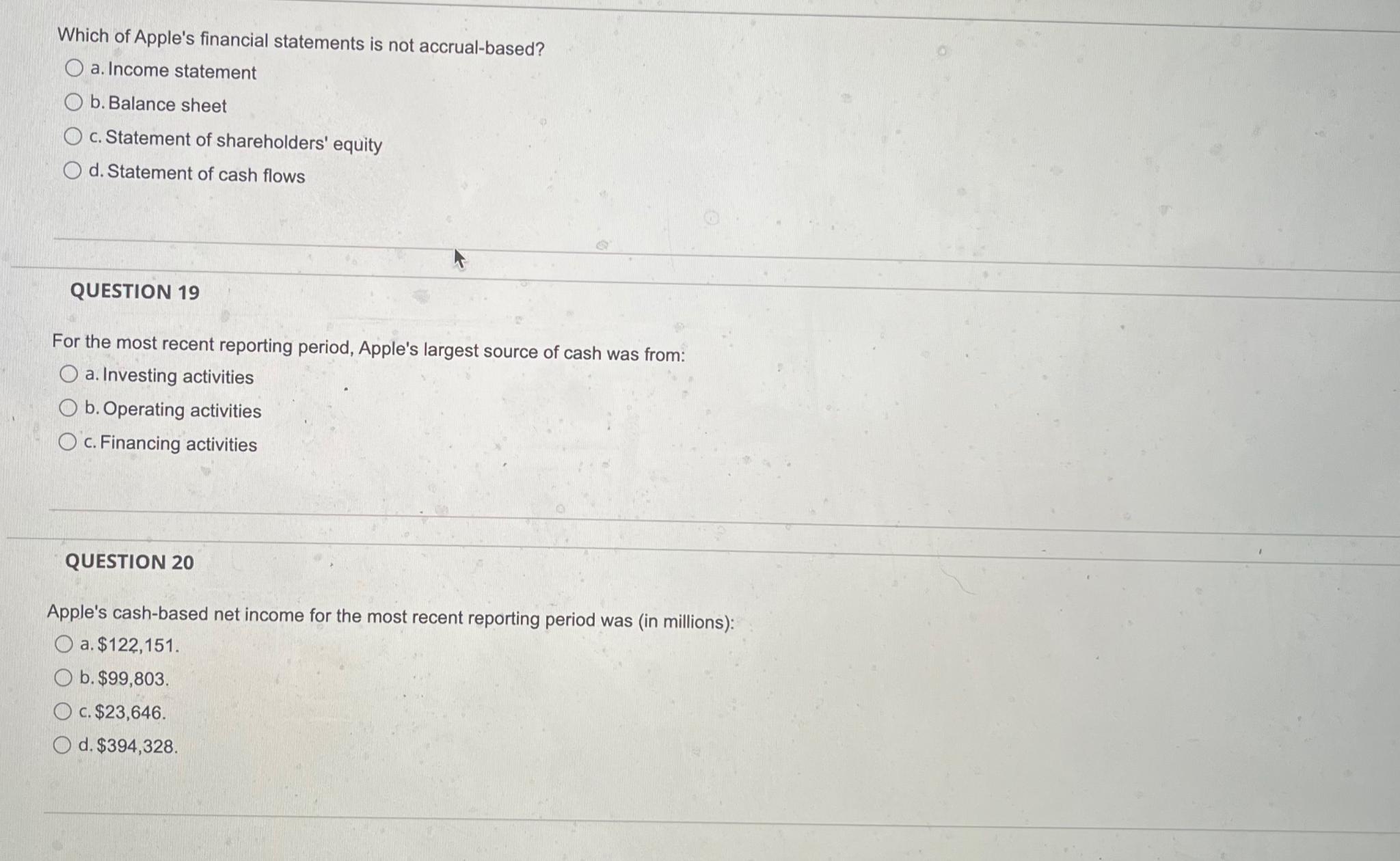  QUESTION 1 Over the last three reporting periods, the amount that