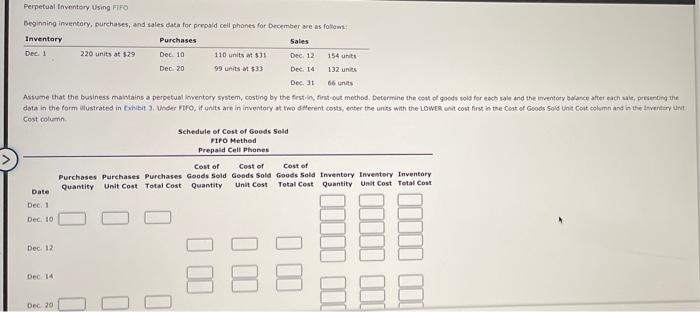  Perpetual Inventory Using FIFO Beginning inventory, purchases, and sales data for
