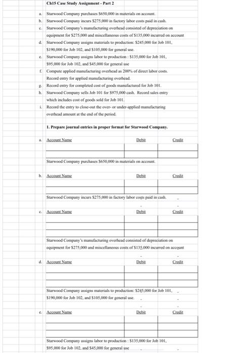  Chis Case Study Assignment - Part 2 2. Starwood Company purchases