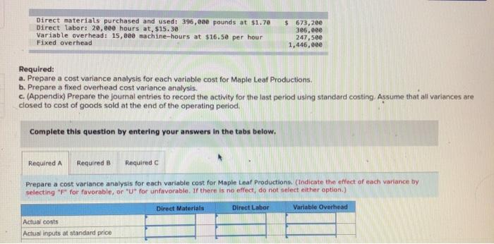 Production manufactures truck tires. The following information is available for the last