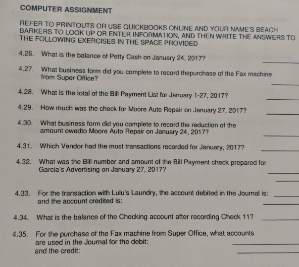 need help with these please! QuickBooks online plus 2017 Horne edition