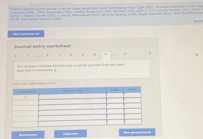 note payable for $17,100. 9. The company completed $15,500 of services for
