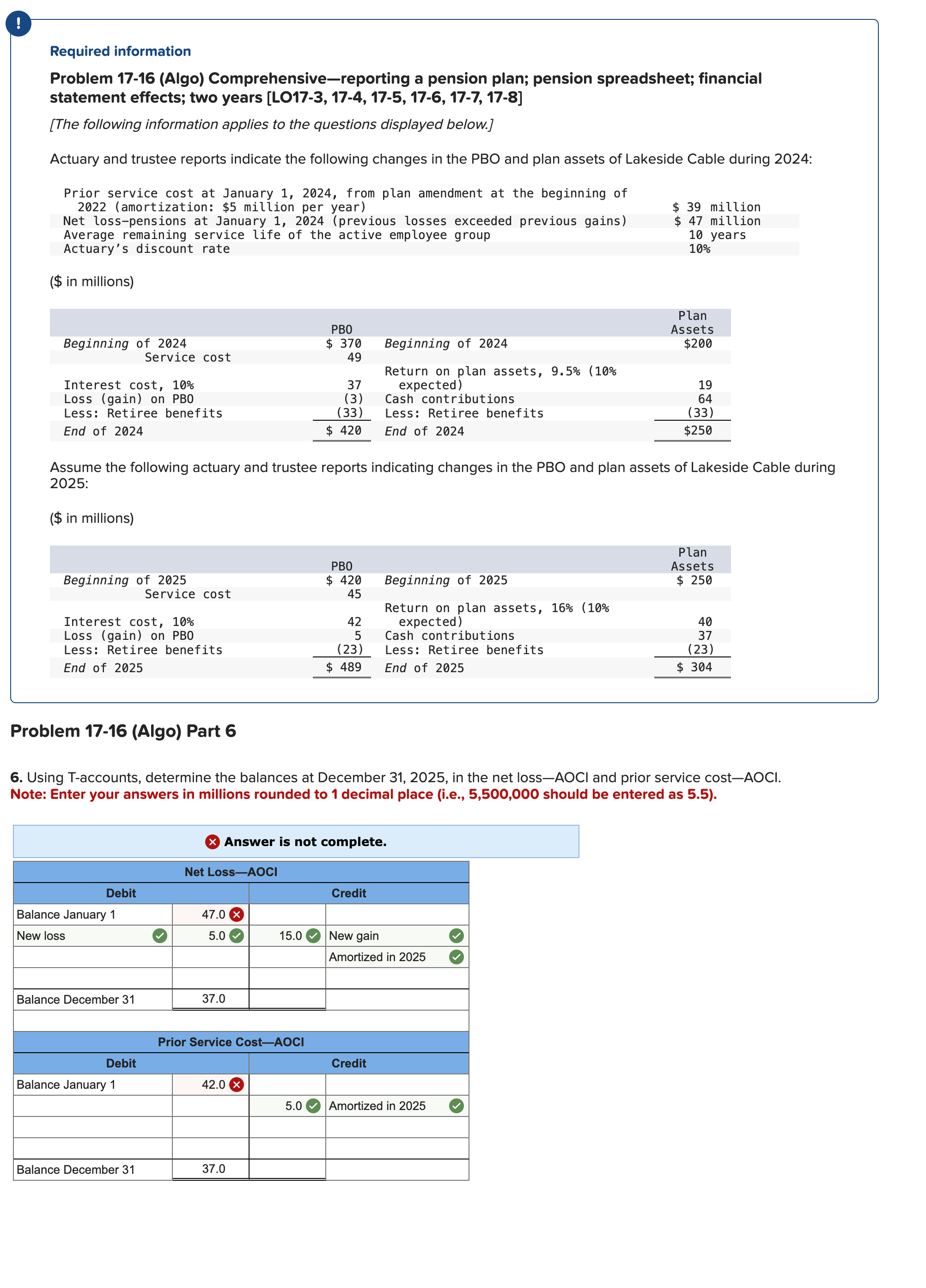  Required information Problem 17-16(Algo) Comprehensive-reporting a pension plan; pension spreadsheet; financial