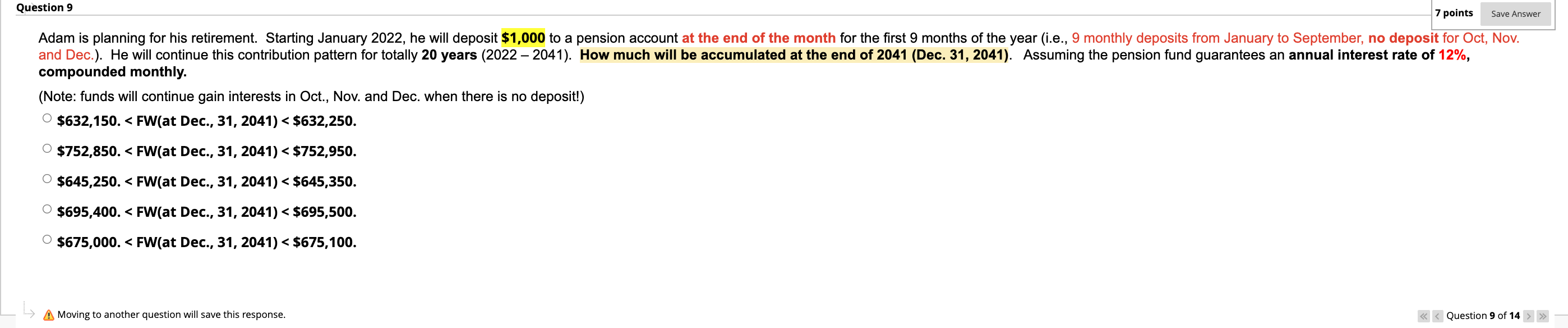 THIS IS ALL THE INFORMATION. GIVEN !!!!!! Question 9 7 points Save