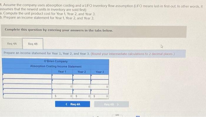 following information pertains to each of the company's first three years of