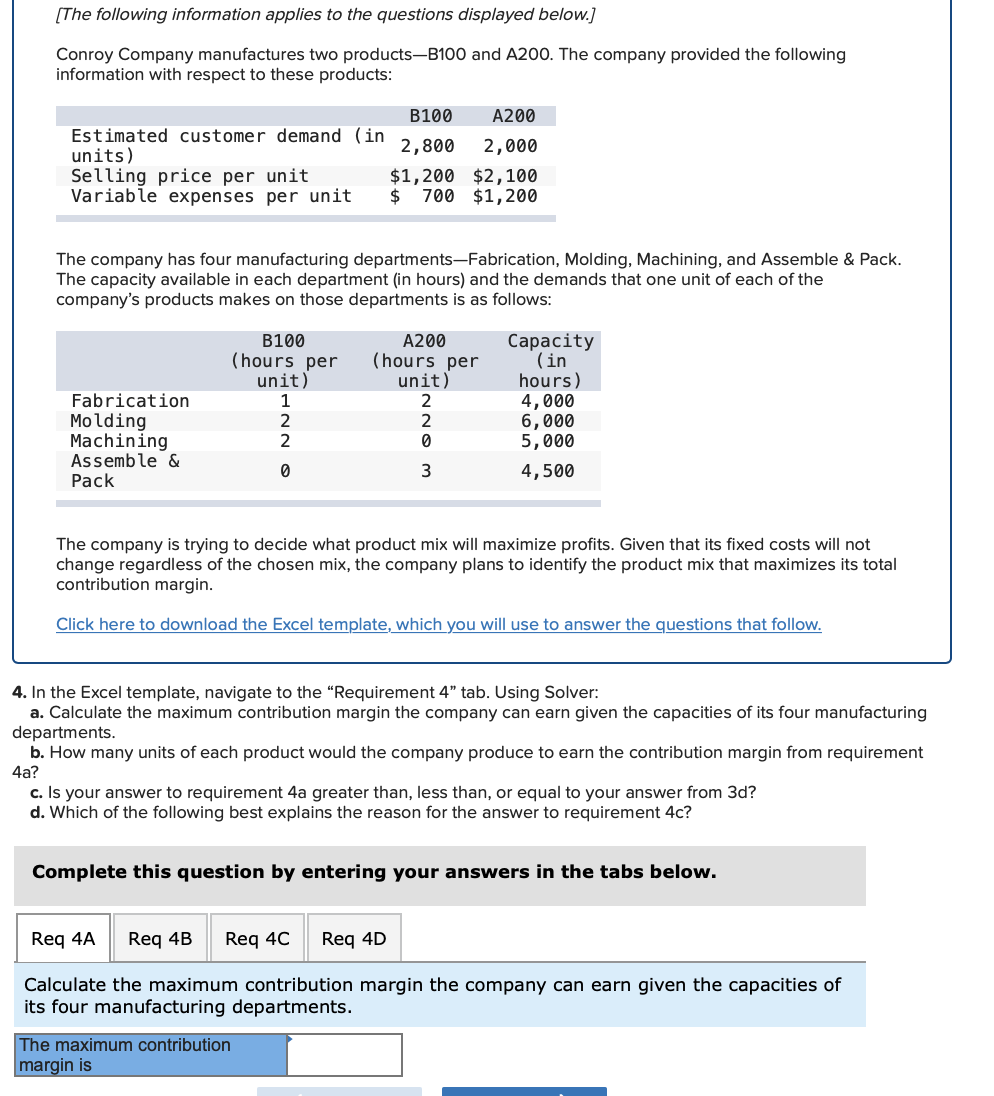 Instructions are to use excel template to solve. I have answered Req