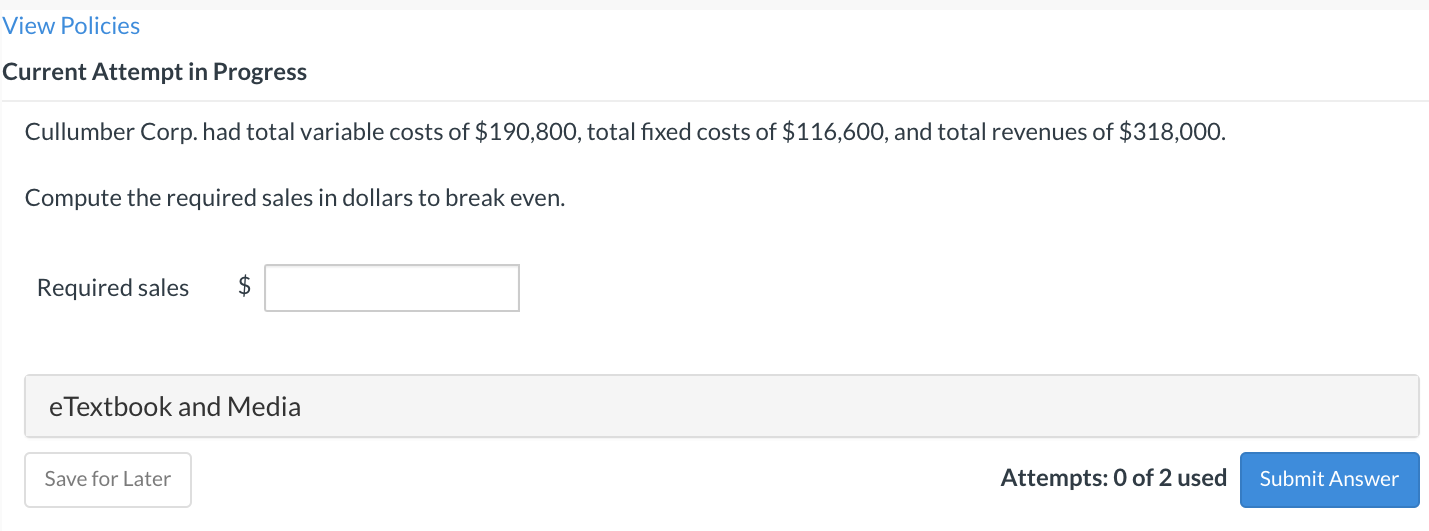  View Policies Current Attempt in Progress Cullumber Corp. had total variable