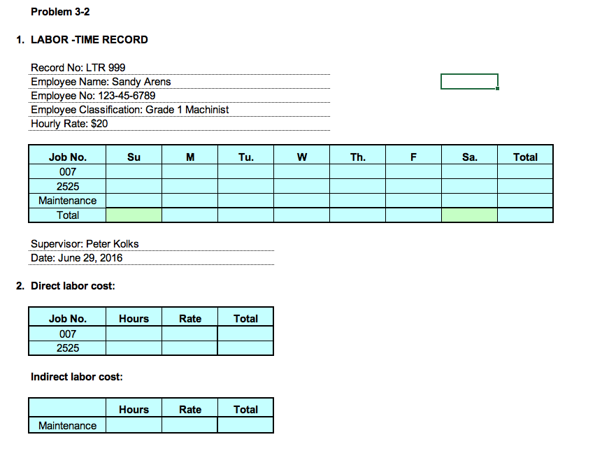 SS# 123-45-6789, is a Grade 1 Machinist who earns $20 per hour.
