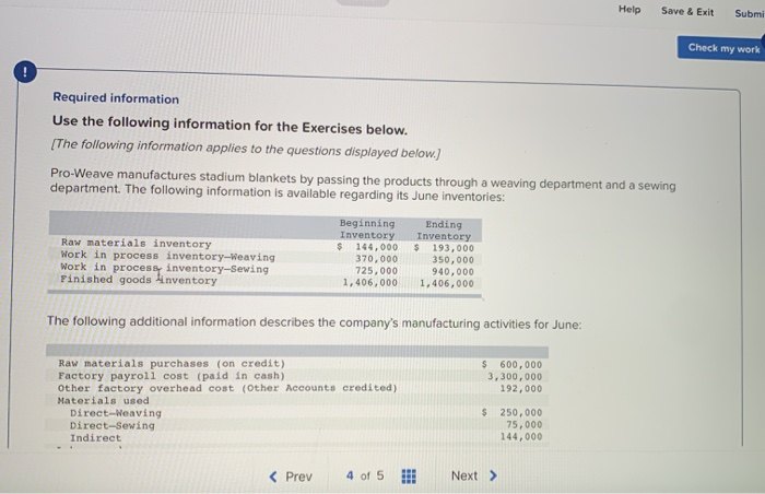  Help Save & Exit Submi Check my work Required information Use
