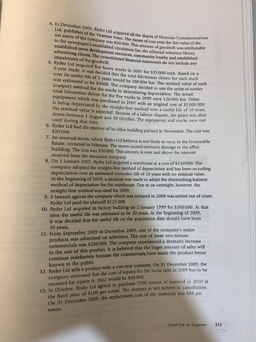 January to 31 December 2009, record all necessary journal entries relating to