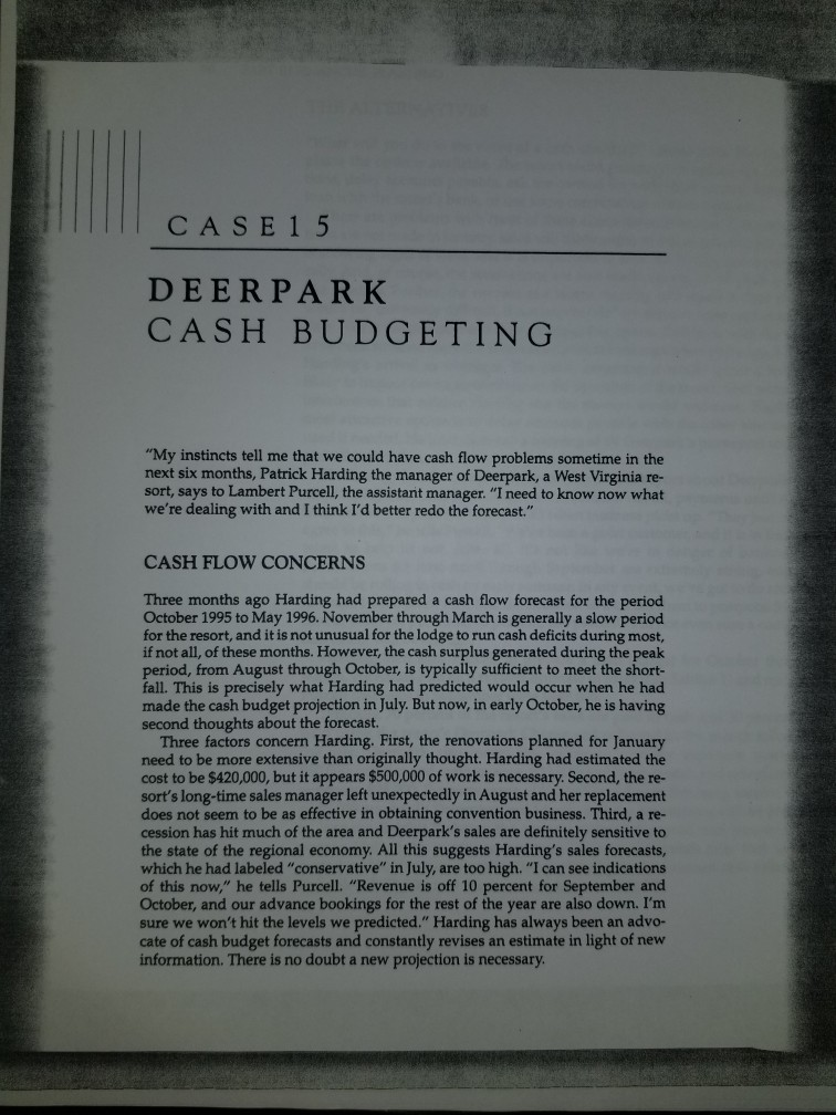  Please answer numbers 1-10 on page 91. CASE 1 5 DEERPARK