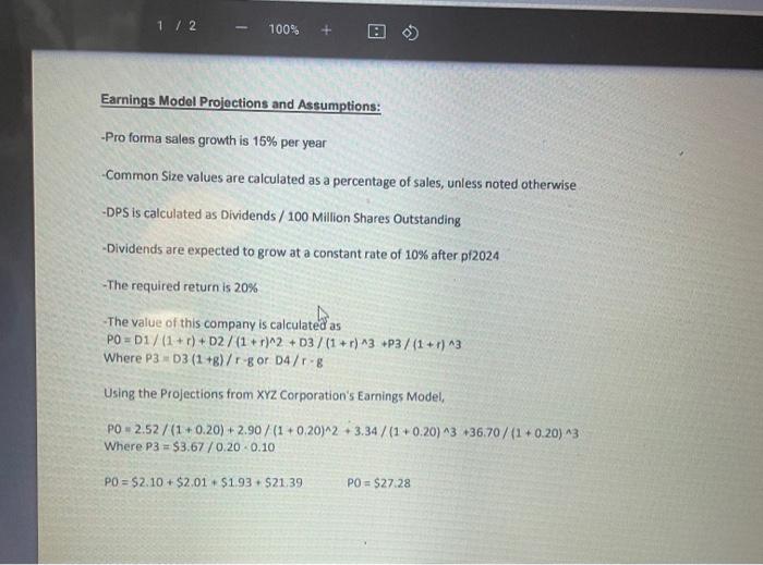 valuation model for each company (no two students can prepare a model