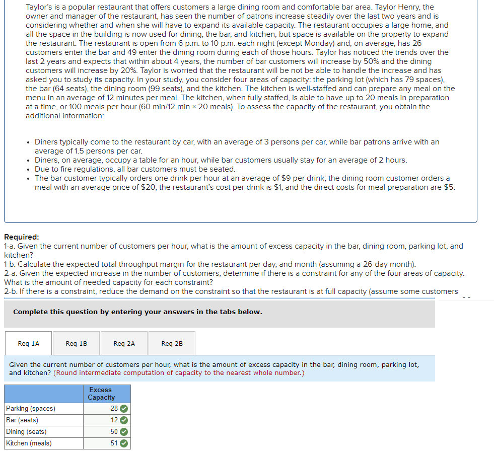 plz answer 1 b and 2 b Taylor's is a popular restaurant
