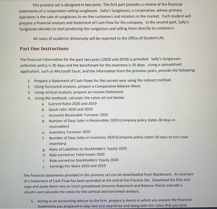  Complete Part Two only This practice set is designed in two