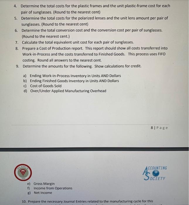 One Instructions The financial information for the past two years (2020 and