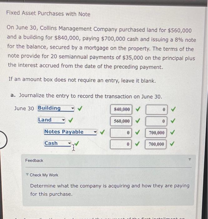  Fixed Asset Purchases with Note On June 30, Collins Management Company