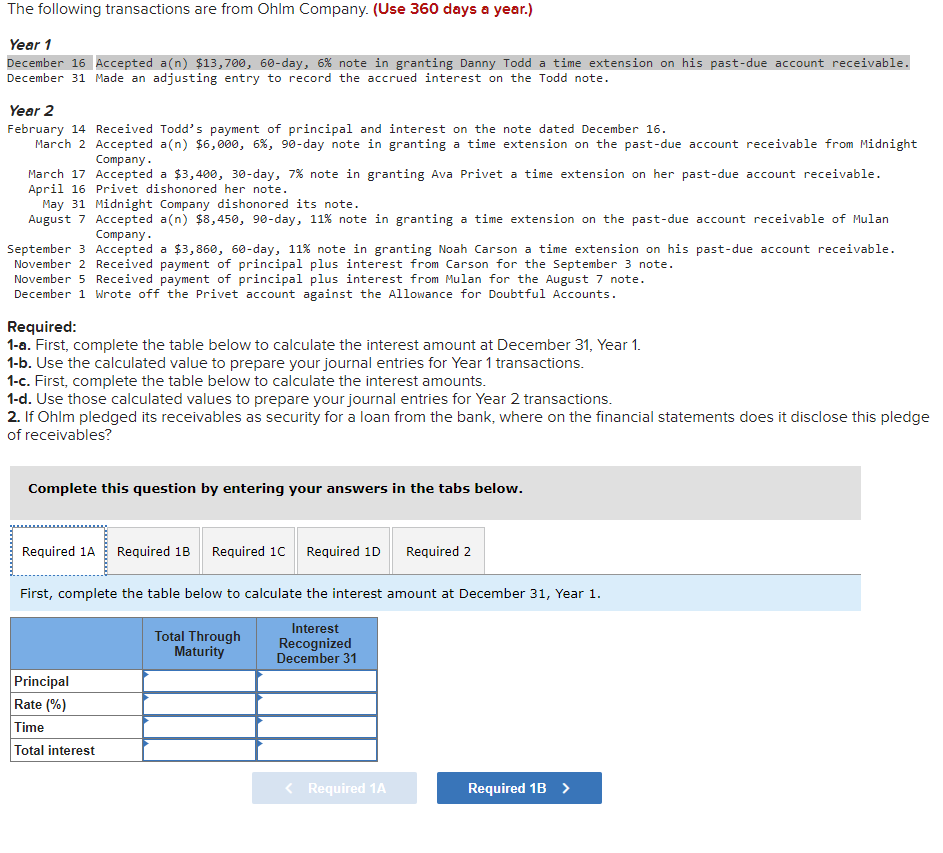 ***Multiple Step Question*** Year 1 December 16 Accepted a(n) $13,700, 60-day, 6%