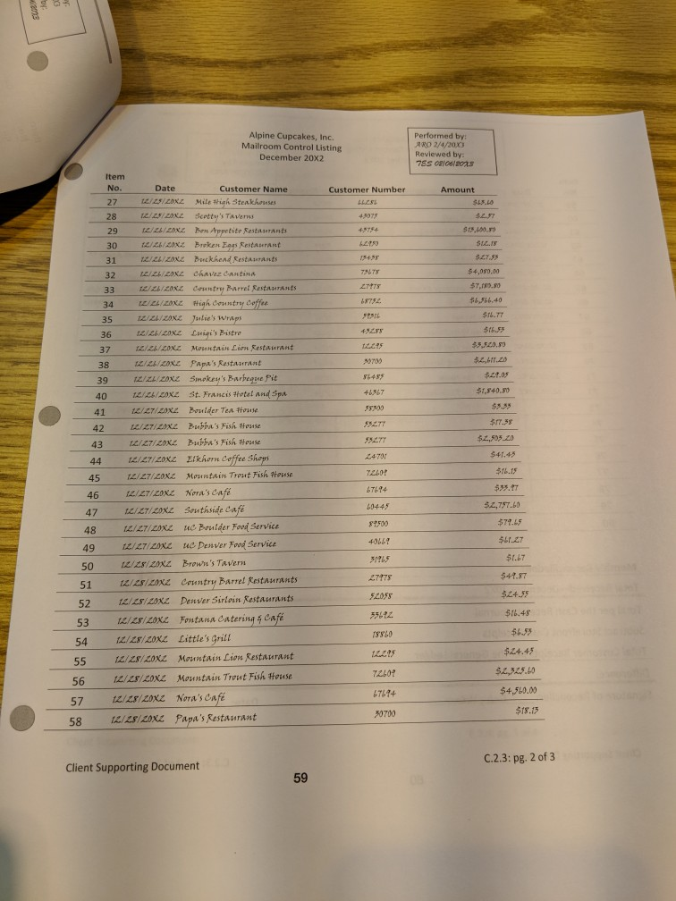 issues or problems with the auditors' work or client documentation? This question