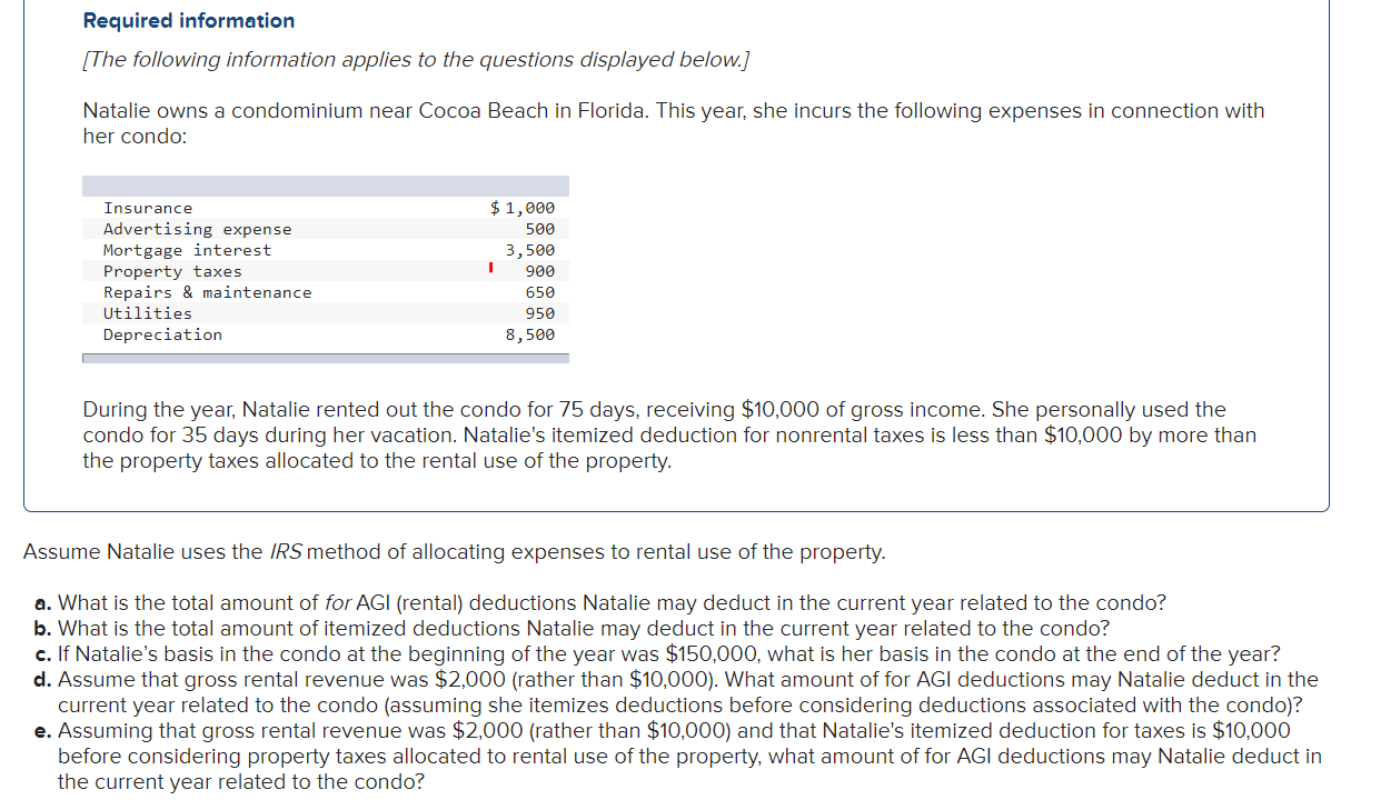 **PLEASE ANSWER PART E Required information (The following information applies to the