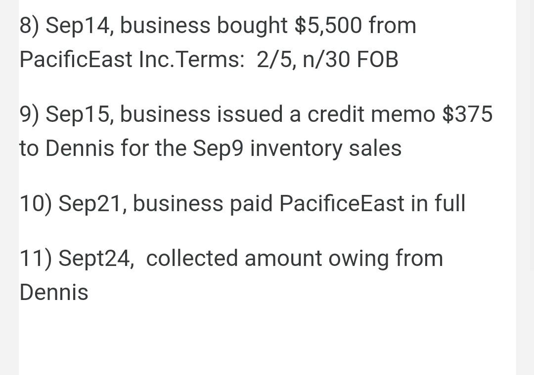 Sept1 sold inventory to JenAir for $6000 ( cost is $4200) term