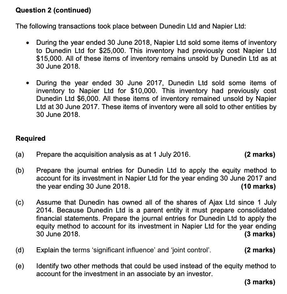 40% of the shares of Napier Ltd for $125,000. The equity of