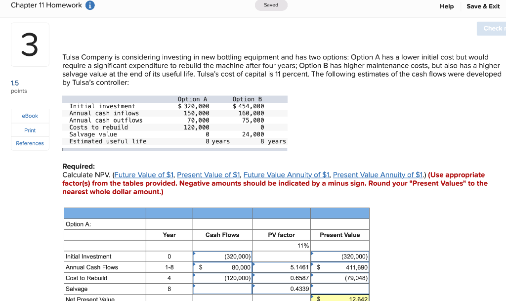  Chapter 11 Homework i Saved Help Save & Exit Check 3