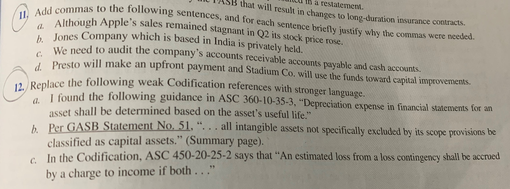  Muu in a restatement. TASB that will result in changes to