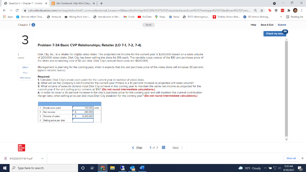 > Question 3 - Chapter 7 - Connex C Get Homework