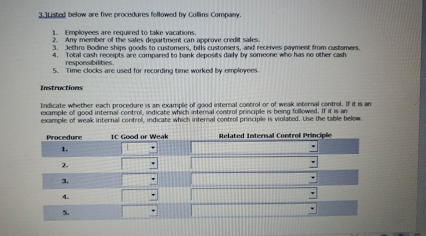 good or weak? 4.) What is the correct journal entry? 5.) How