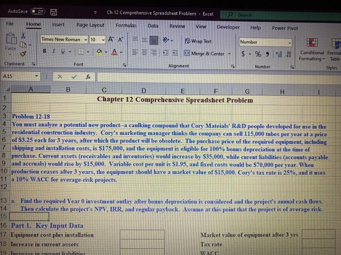  AutoSave OH Ch 12 Comprehensive Spreadsheet Problem - Excel Searth File