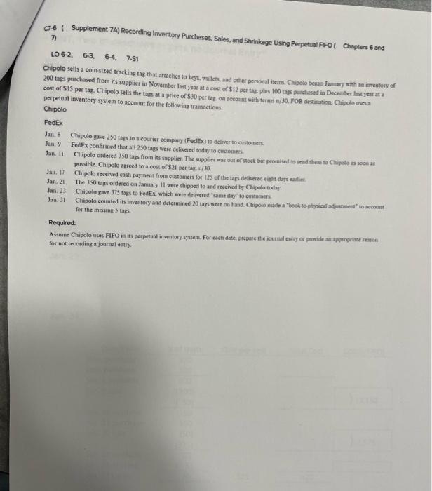 please complete 3rd page most importantly!! C76 (Supplement 7A) Recording Inventory Purchases,