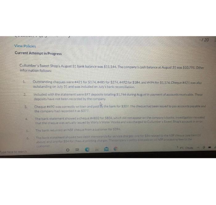  /20 View Policies Current Attempt in Progress Cullumber's Sweet Shop's August