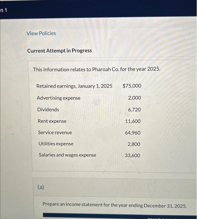  Current Attempt in Progress This information relates to Pharoah Co. for