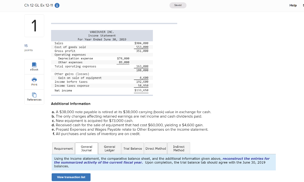 Exercise 12-11 LO P2, P3, A1 Use the following financial statements and