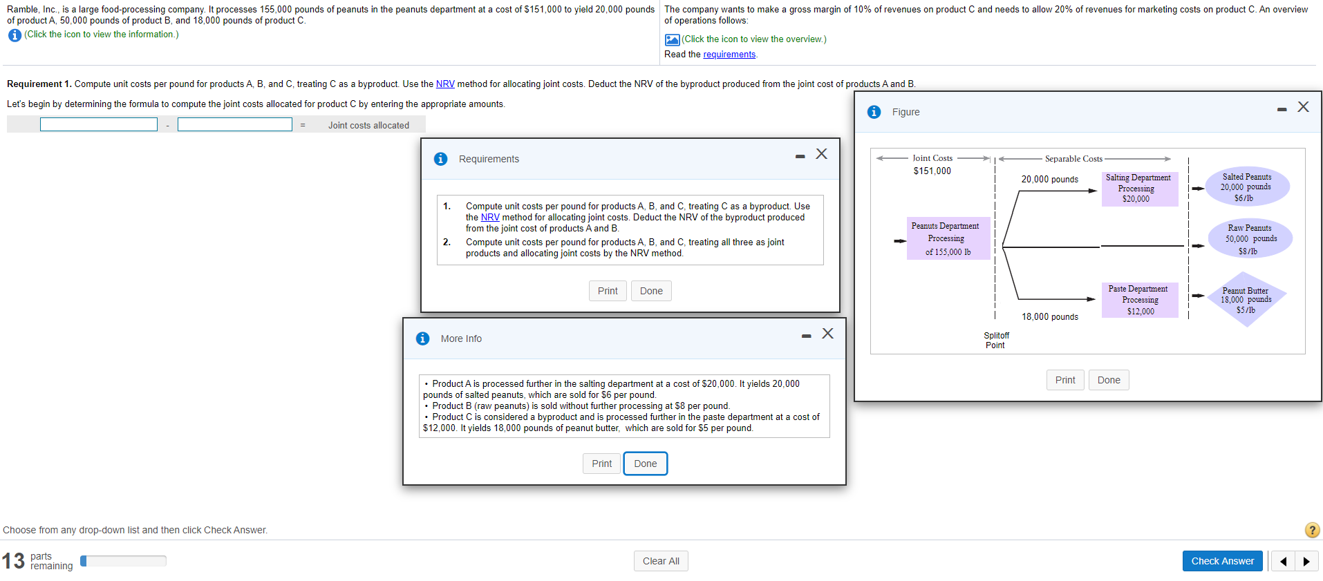  Ramble, Inc., is a large food-processing company. It processes 155,000 pounds