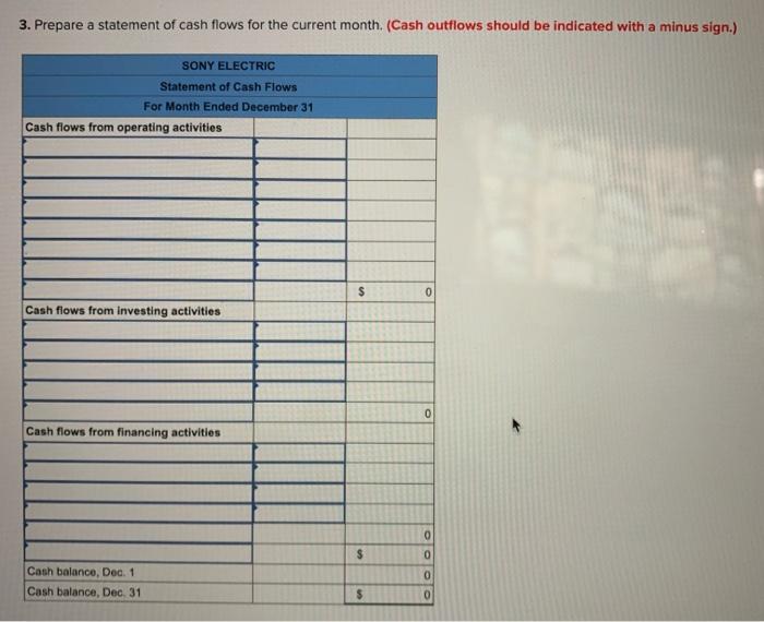 rented office space and paid $1,200 cash for the December rent. 3
