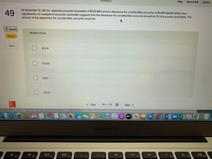  Help Save & Exit Submit 49 At December 31, Gil Co,