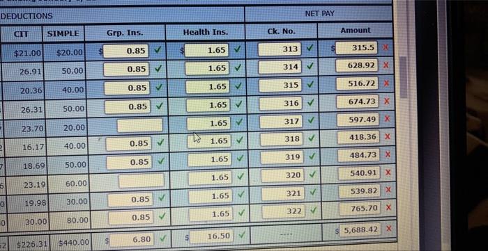 the emplovee contributions to Group Insurance and Health Insurance. Also, a check