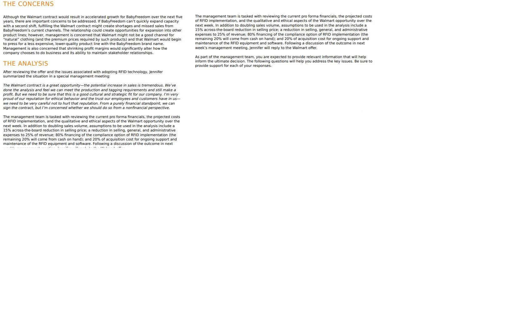 management team and an initial acquisition cost of $25,000, construct a pro