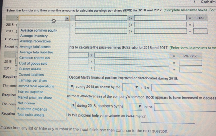 4. Cash dividends paid per share: $1.30 in 2018 and $0.70 in