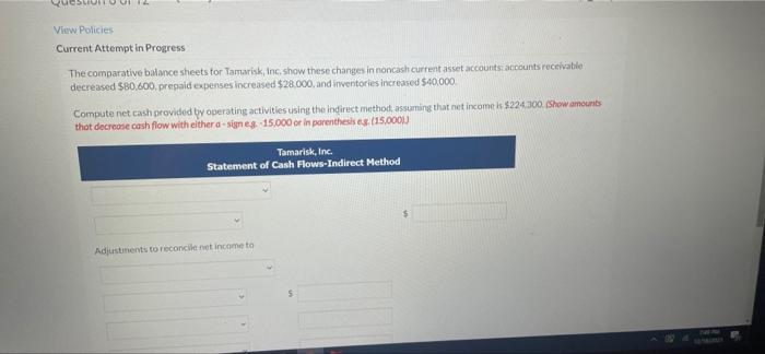  View Policies Current Attempt in Progress The comparative balance sheets for