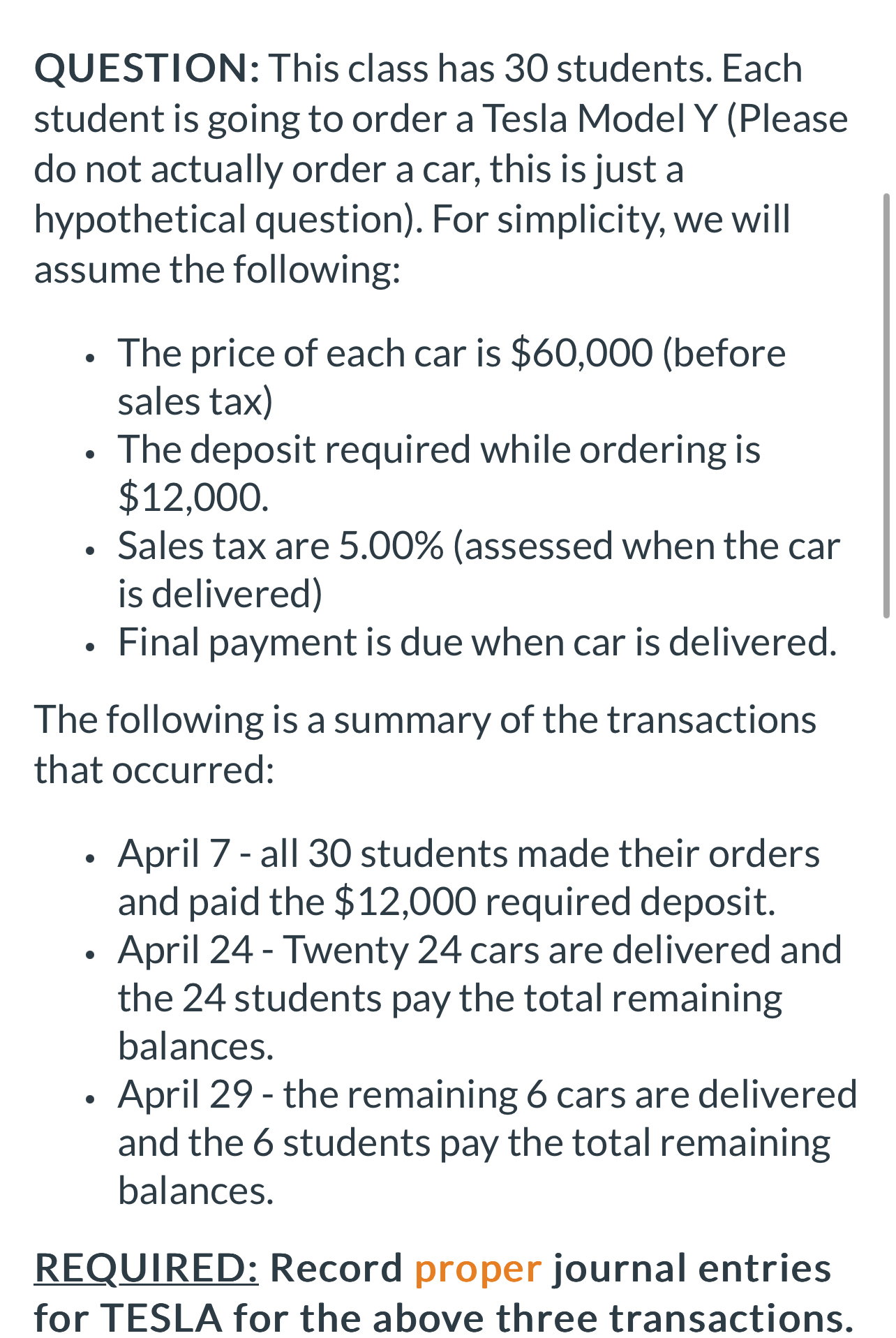  QUESTION: This class has 30 students. Each student is going to