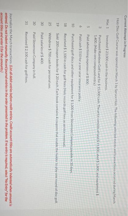  Current Attempt in Progress Holz Disc Golf Course was opened on