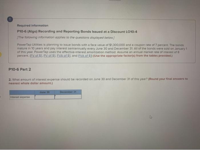  need help with pt 2-4 ! Required information P10-6 (Algo) Recording