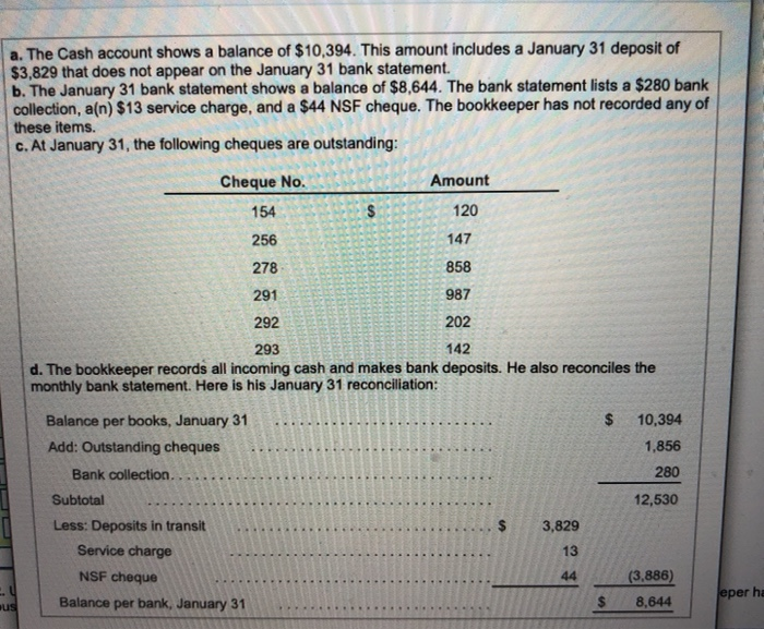 owner, has suspected the bookkeeper of stealing. Here are some details of