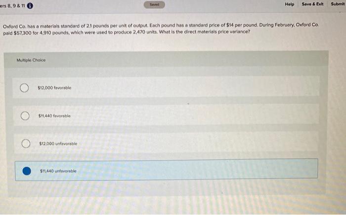  Help ers 8, 9 & 11 Save & Exit Submit Oxford