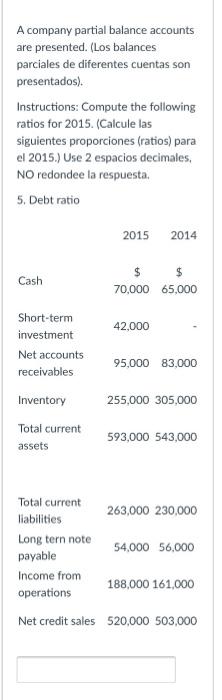  use 2 decimal places, do not round the answer 1. debt